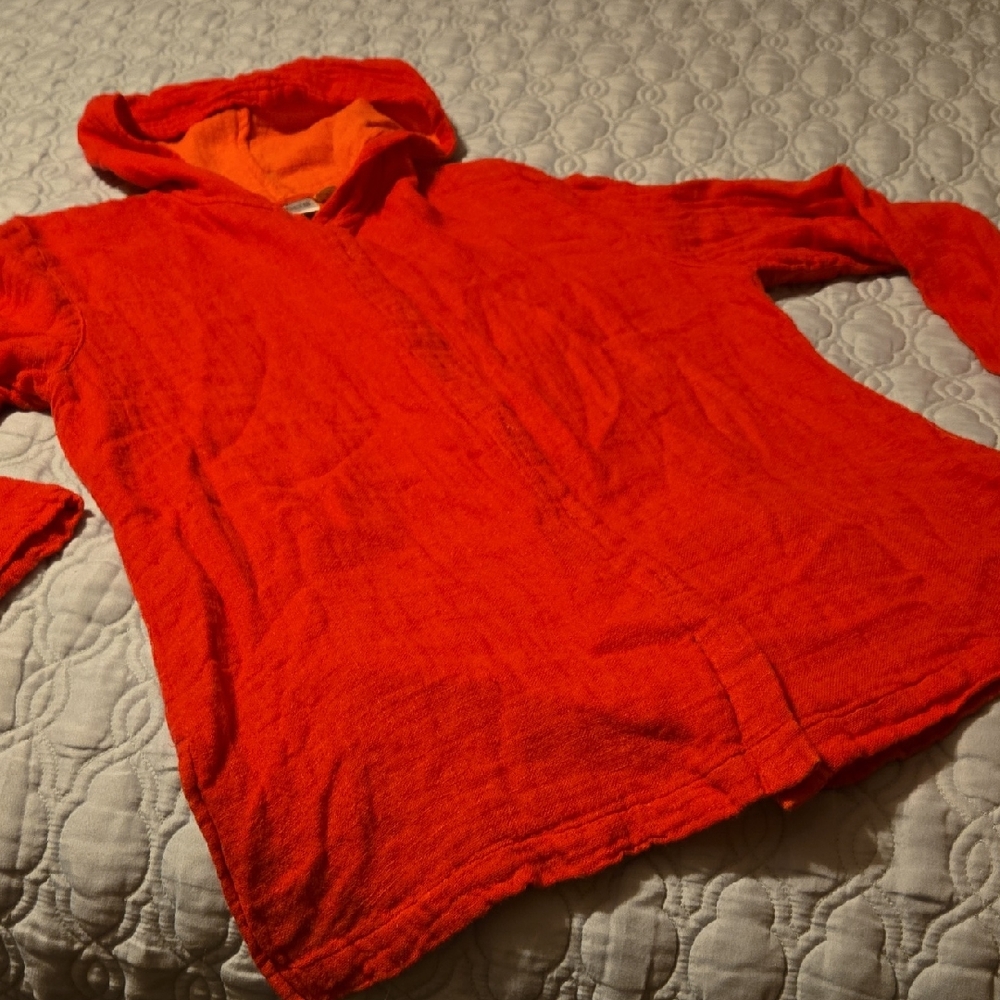 Chico's Bold Dark Pink Linen Blend Hooded  Blouse